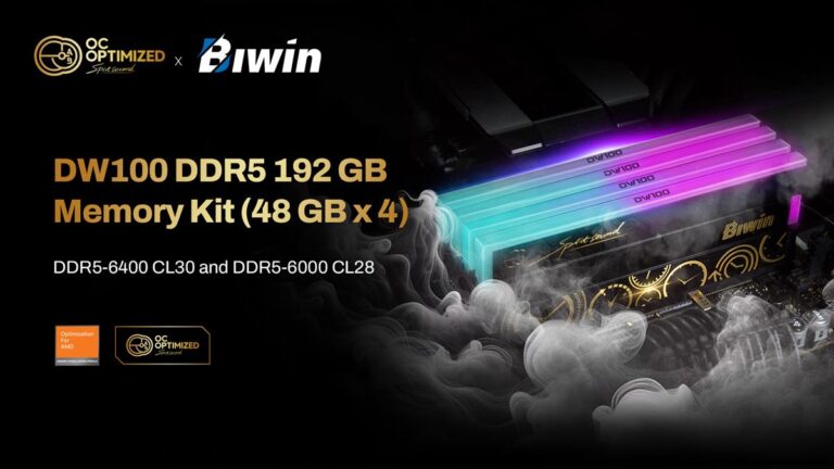 Biwin fuels AI acceleration with the launch of their DW100 DDR5 192 GB memory kit